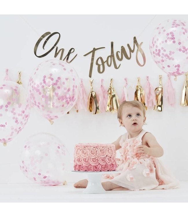 Cakesmashpakket roze-goud | 1e verjaardag | 8-delig