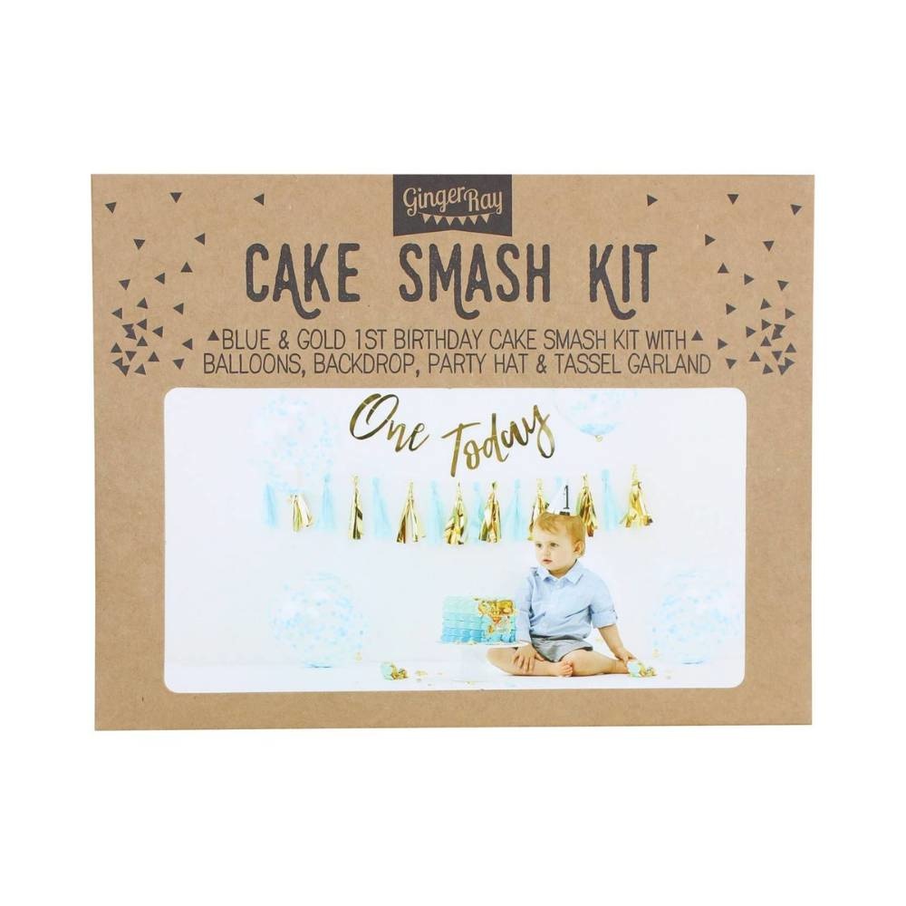 Cakesmashpakket blauw - eerste verjaardag