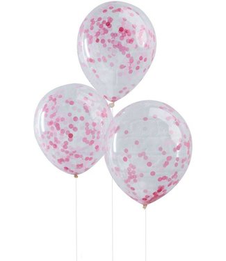 Ginger Ray Confettiballonnen roze - 5 stuks