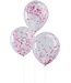 5 confettiballonnen met roze papieren confetti