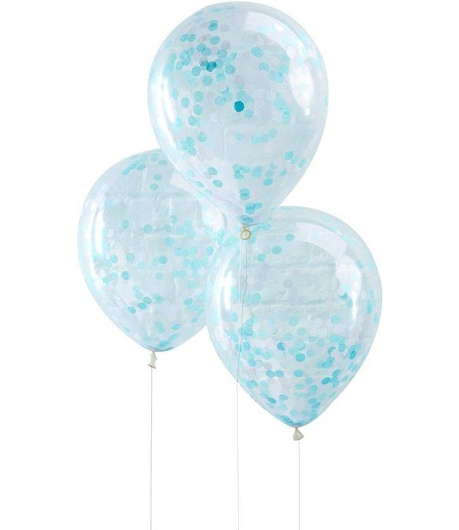 Ginger Ray 5 ballonnen met blauwe confetti