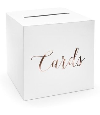 PartyDeco OUTLET Enveloppendoos CARDS - Wit - Rose goud