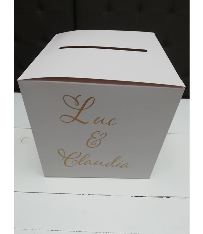 OUTLET Enveloppendoos CARDS - Wit - Rose goud