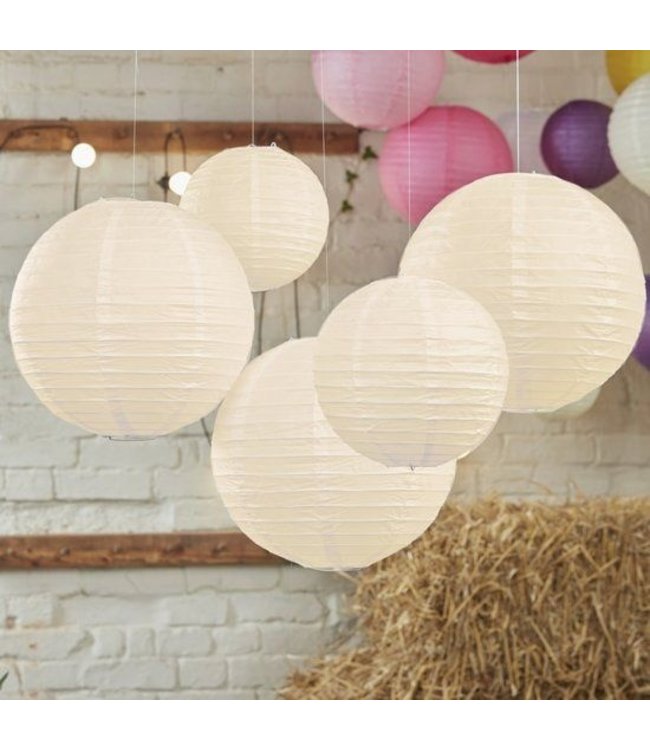 Lampionnenset met5 lampionnen - ivoor