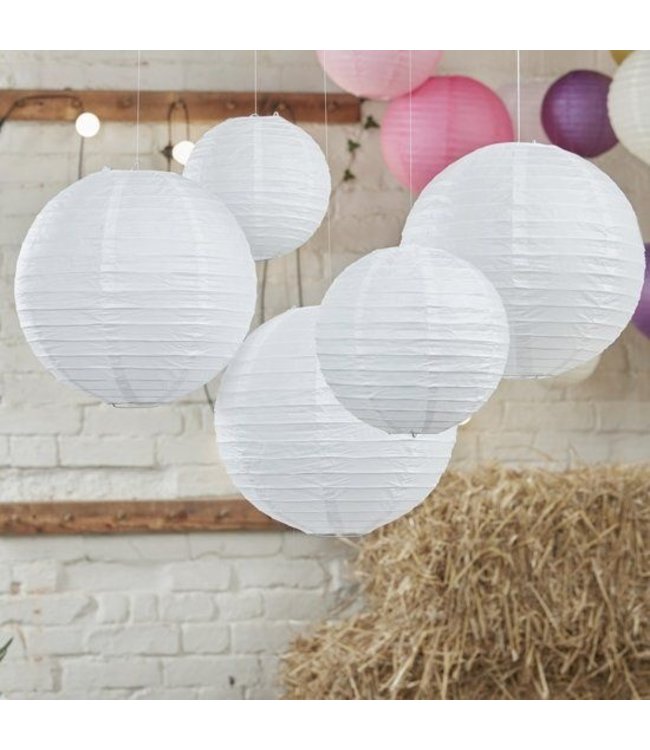 Lampionnenset - 5 witte lampionnen