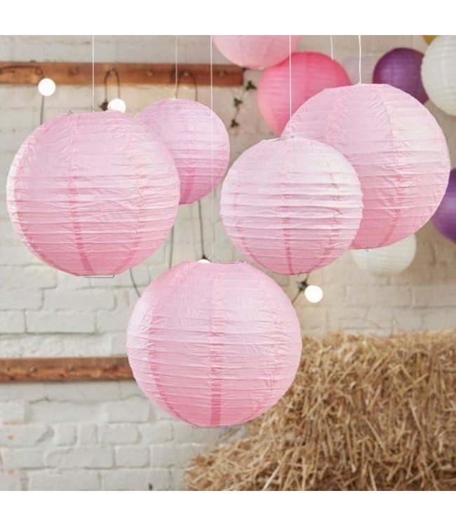 Lampionnen set lichtroze - 5 lampionnen
