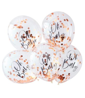 Ginger Ray Confettiballonnen Oh Baby - rose goud