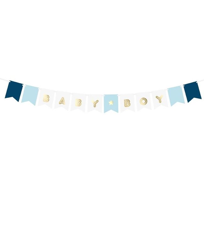 PartyDeco Slinger Babyboy | blauw - goud - wit | 160 cm