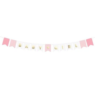 PartyDeco Babygirl slinger - roze/wit/goud