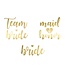 PartyDeco Vrijgezellenfeest tattoos - Team bride - Bride - Maid of honor - goud