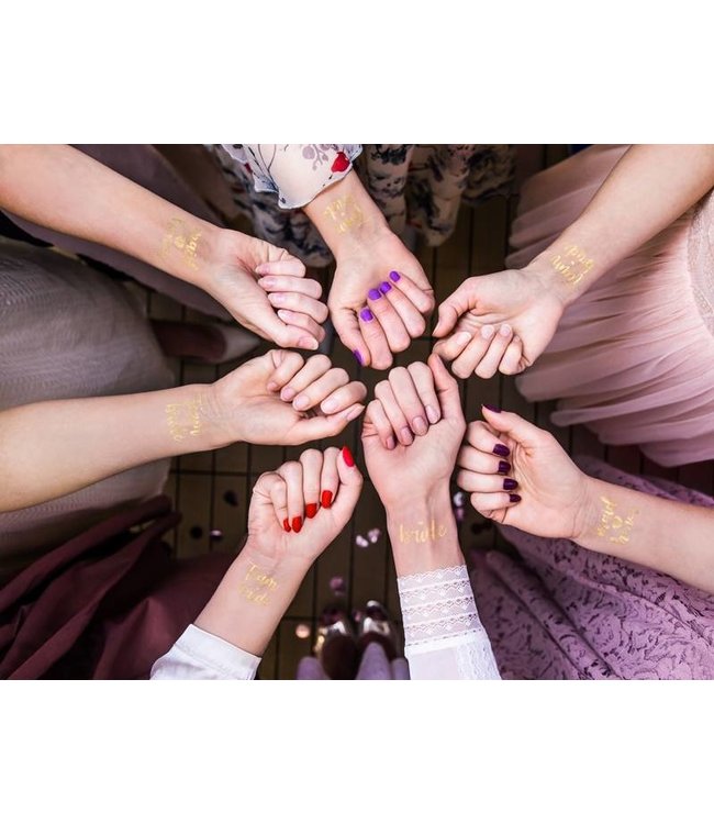 Vrijgezellenfeest tattoos - Team bride - Bride - Maid of honor - goud