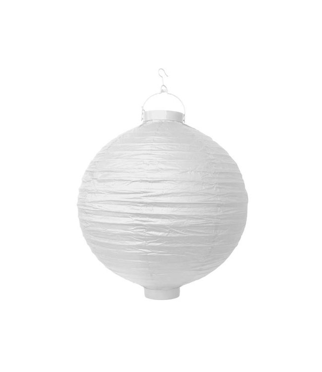 PartyDeco Witte lampion met Led - 30 cm