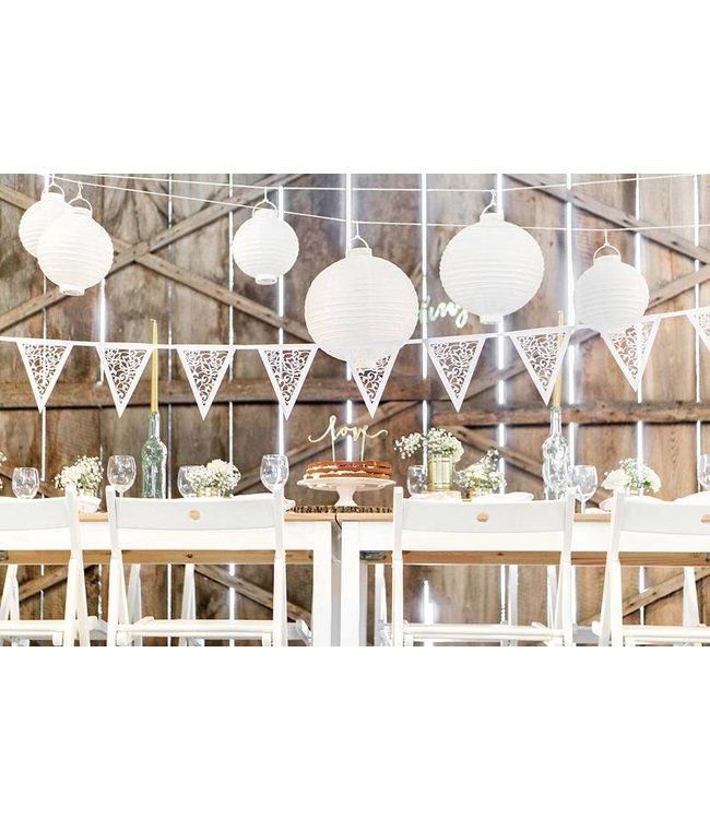 Witte lampion met Led - 30 cm