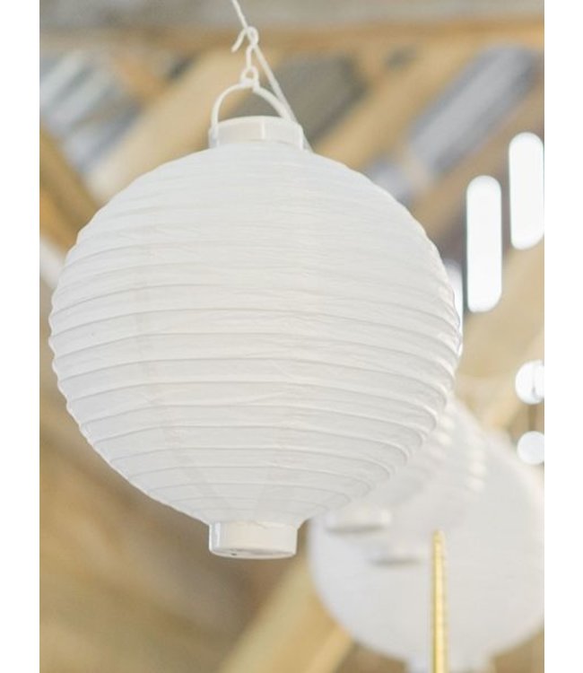 Witte lampion met Led - 20 cm