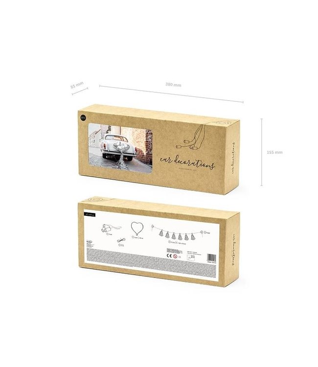 Trouwauto decoratiepakket - Zilver - met blikjes