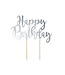 PartyDeco Happy Birthday taarttopper - zilver