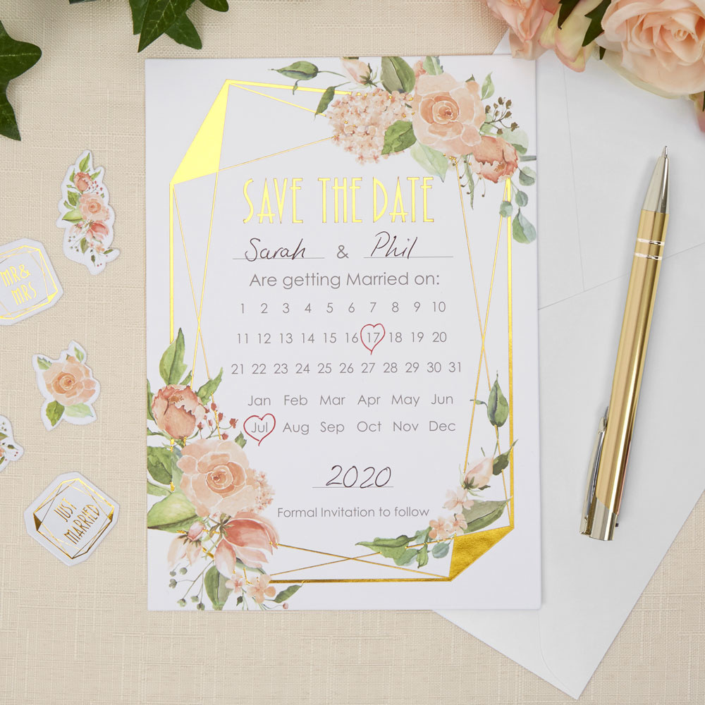 Save the date kaarten - Floral - 10 stuks