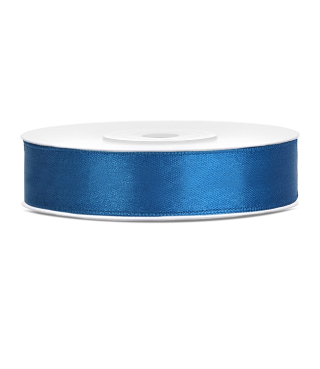 PartyDeco Satijnen lint royal blauw 12mm breed- 25m lang