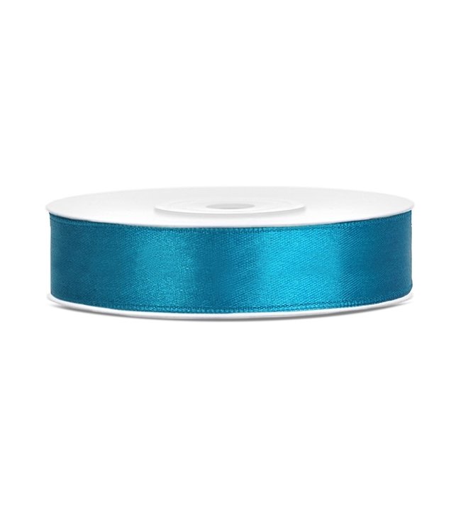 Satijnen lint turquoise 12mm breed- 25m lang