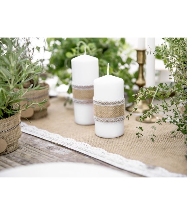 Kanten Jute lint met kant rand 5cm breed - 5 meter lang