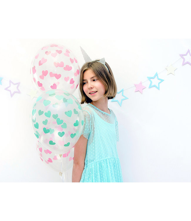 Ballonnen met roze hartjes - 6 stuks