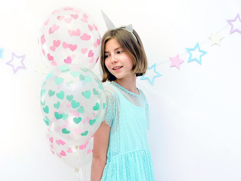 Ballonnen met roze hartjes - 6 stuks