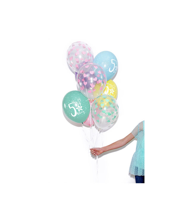 Ballonnen met roze hartjes - 6 stuks