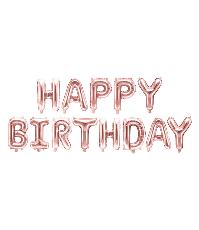 PartyDeco Happy Birthday folieballon | rose goud