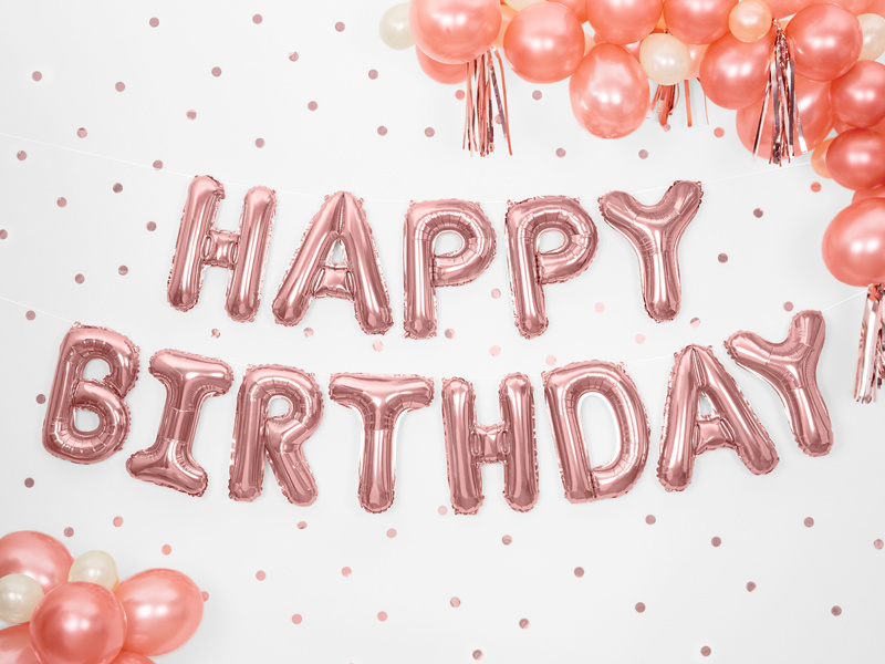Happy Birthday folieballon - rose goud