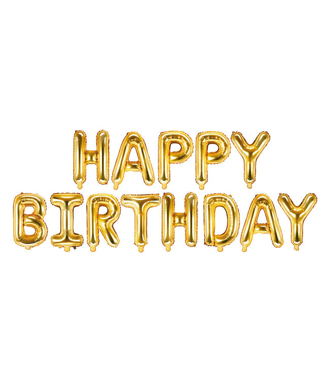 PartyDeco Happy Birthday folieballon - goud