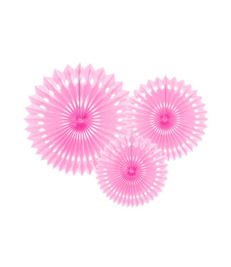 PartyDeco Tissue waaier 3 stuks - licht roze 20-30cm