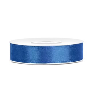 PartyDeco Satijnen lint blauw 12mm breed- 25m lang