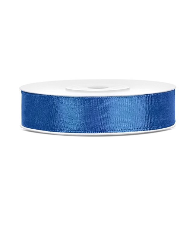 Satijnen lint donkerblauw 12mm breed- 25m lang
