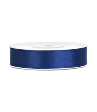 PartyDeco Satijnen lint navy blauw  12mm breed- 25m lang