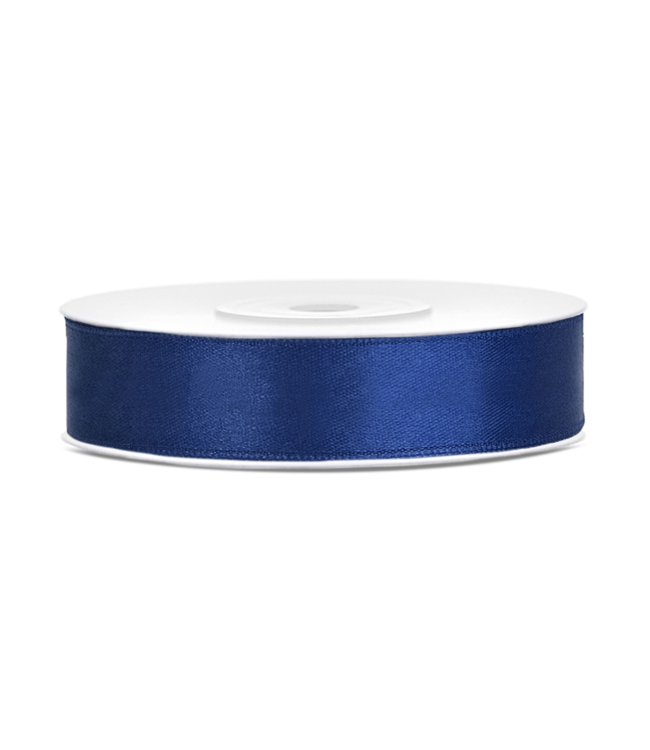 PartyDeco Satijnen lint navy blauw 12mm breed- 25m lang