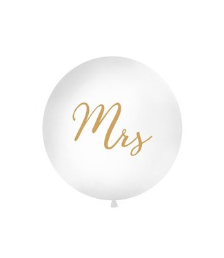 PartyDeco Reuzeballon Bruiloft Mrs | Goud | 1 meter