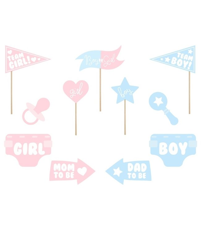 PartyDeco Gender Reveal / Babyshower Party Props | 11 stuks