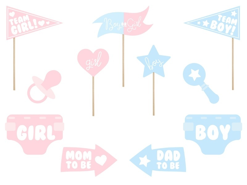 Gender Reveal / Babyshower Party Props | 11 stuks