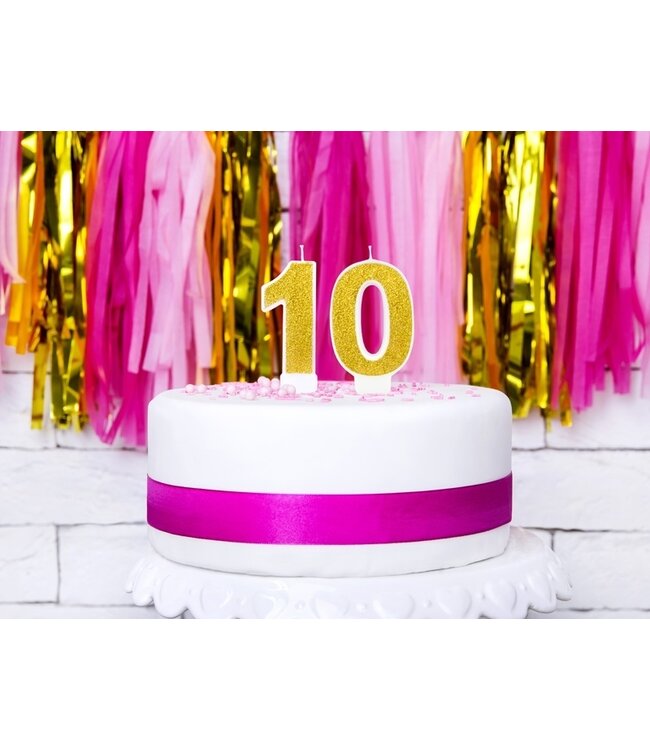 Kaars cijfer 0 | Gouden glitters