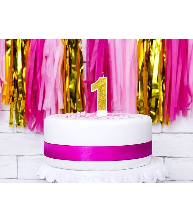 Kaars cijfer 1 | Gouden glitters