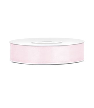 PartyDeco Satijnen lint Lichtpoeder roze  -12 mm breed - 25  m lang