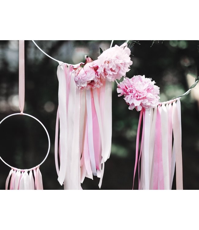 Licht poeder roze  lint -1,2 cm breed - 25  meter lang