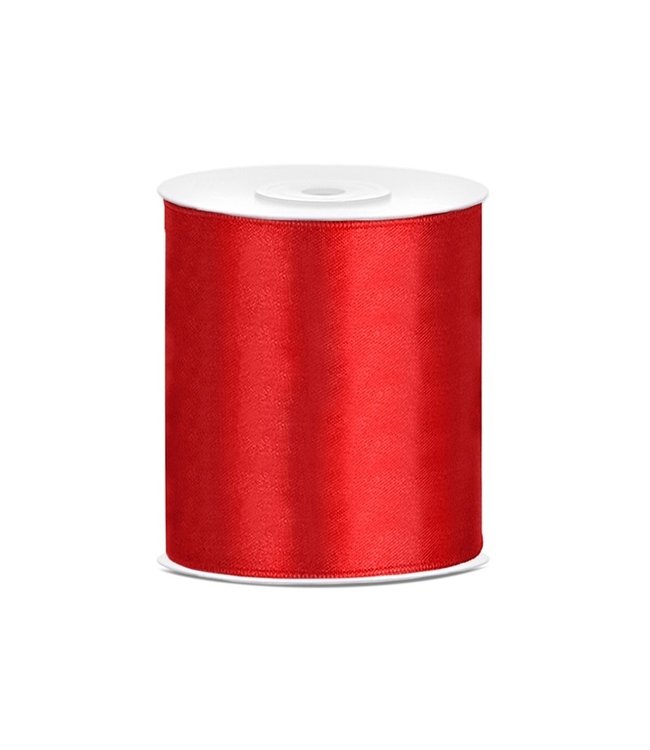 Lint satijn rood 10cm breed | 25m lang