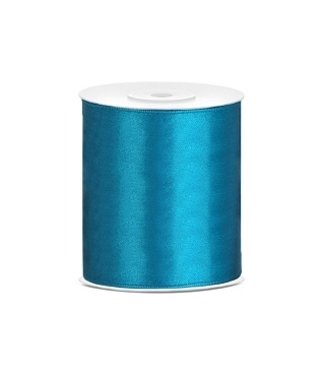 PartyDeco Satijnen lint Turquoise 10 cm x 25m lang | Openingslint