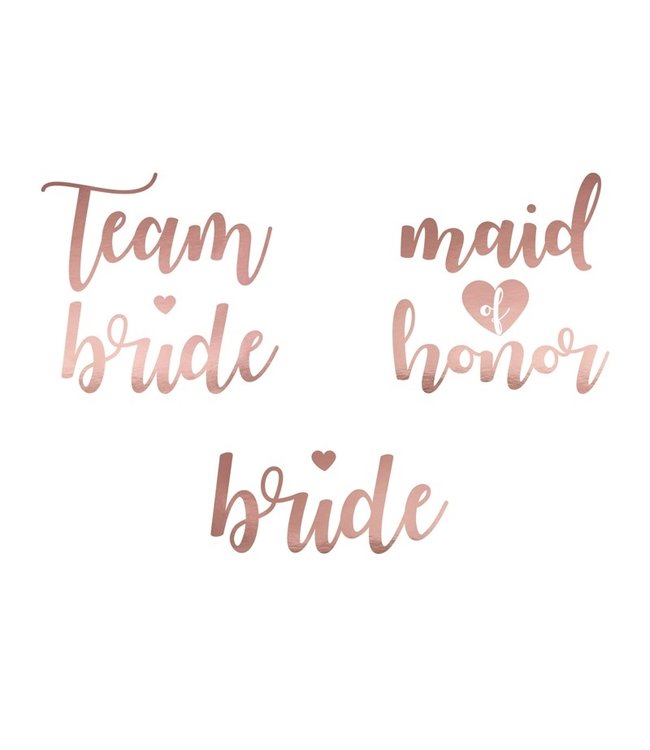 Vrijgezellenfeest tattoos - Team bride - Bride - Maid of honor - rose goud