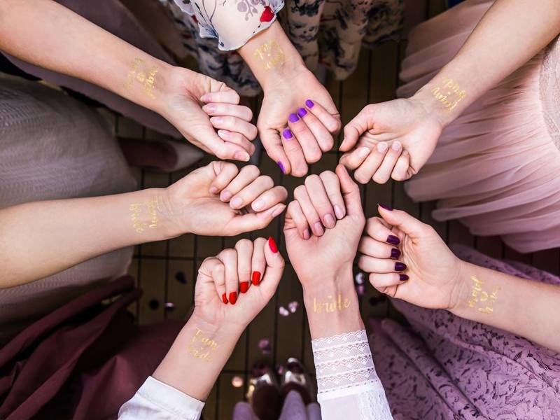 Vrijgezellenfeest tattoos - Team bride - Bride - Maid of honor - rose goud