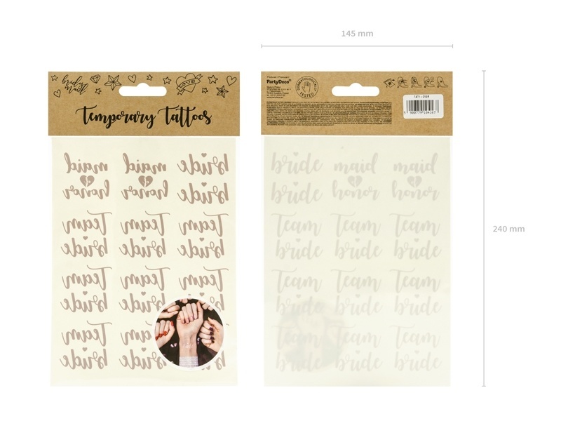 Vrijgezellenfeest tattoos - Team bride - Bride - Maid of honor - rose goud