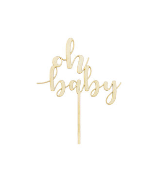 PartyDeco Houten taarttopper Oh Baby