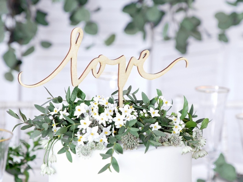 Houten taarttopper Love | Bruidstaart