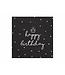 PartyDeco OUTLET Servetten Happy Birthday zwart/wit kroontje | 20 stuks